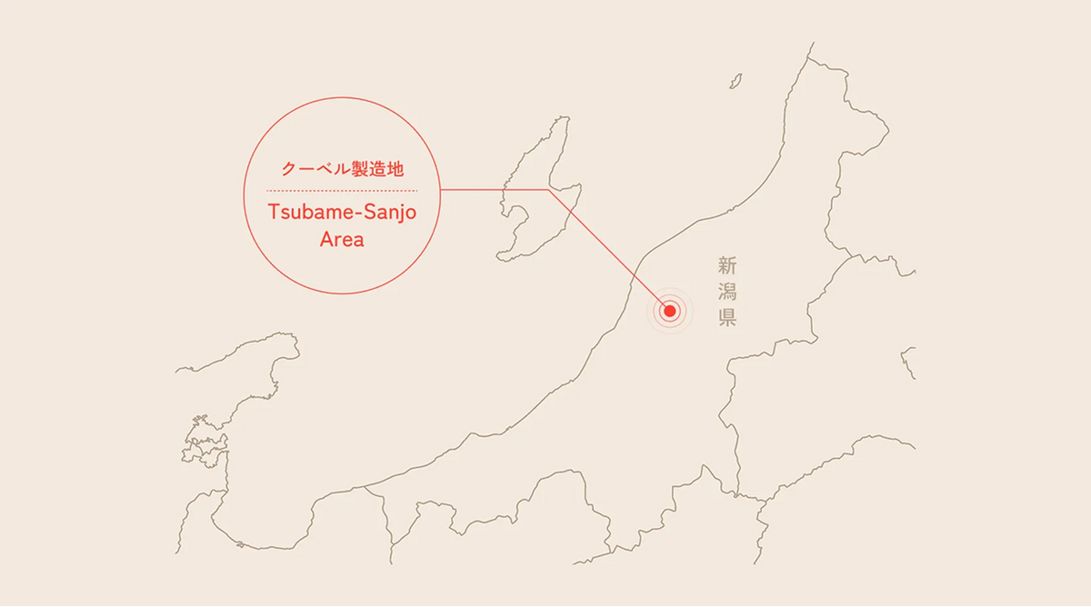日本地図上で新潟県燕三条エリアの位置を示した図